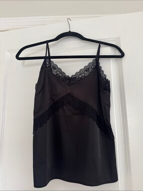Express Black Satin Lace Trim Cami